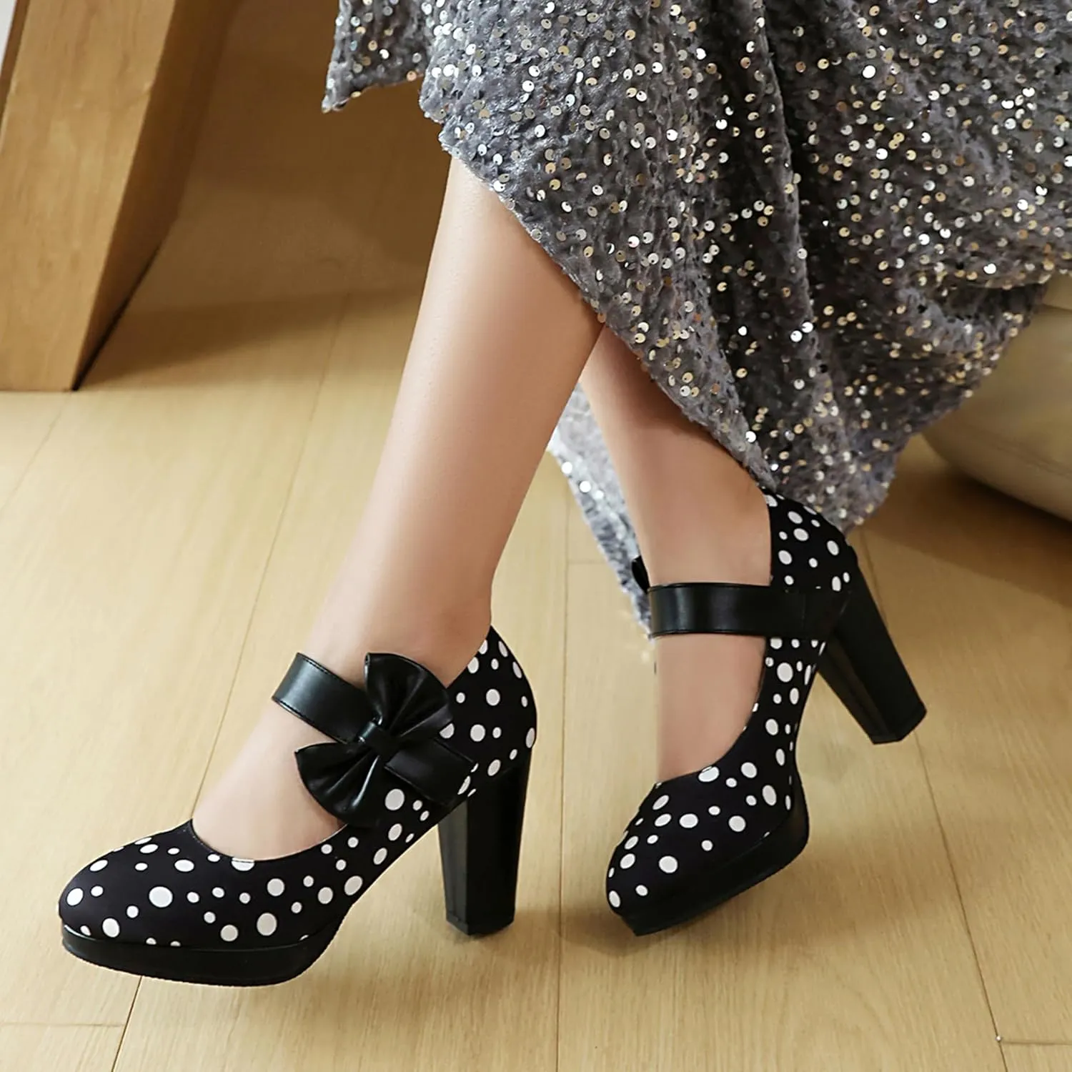 Ankle Strap Mary Jane Block Heel Round Toe Women Shoes