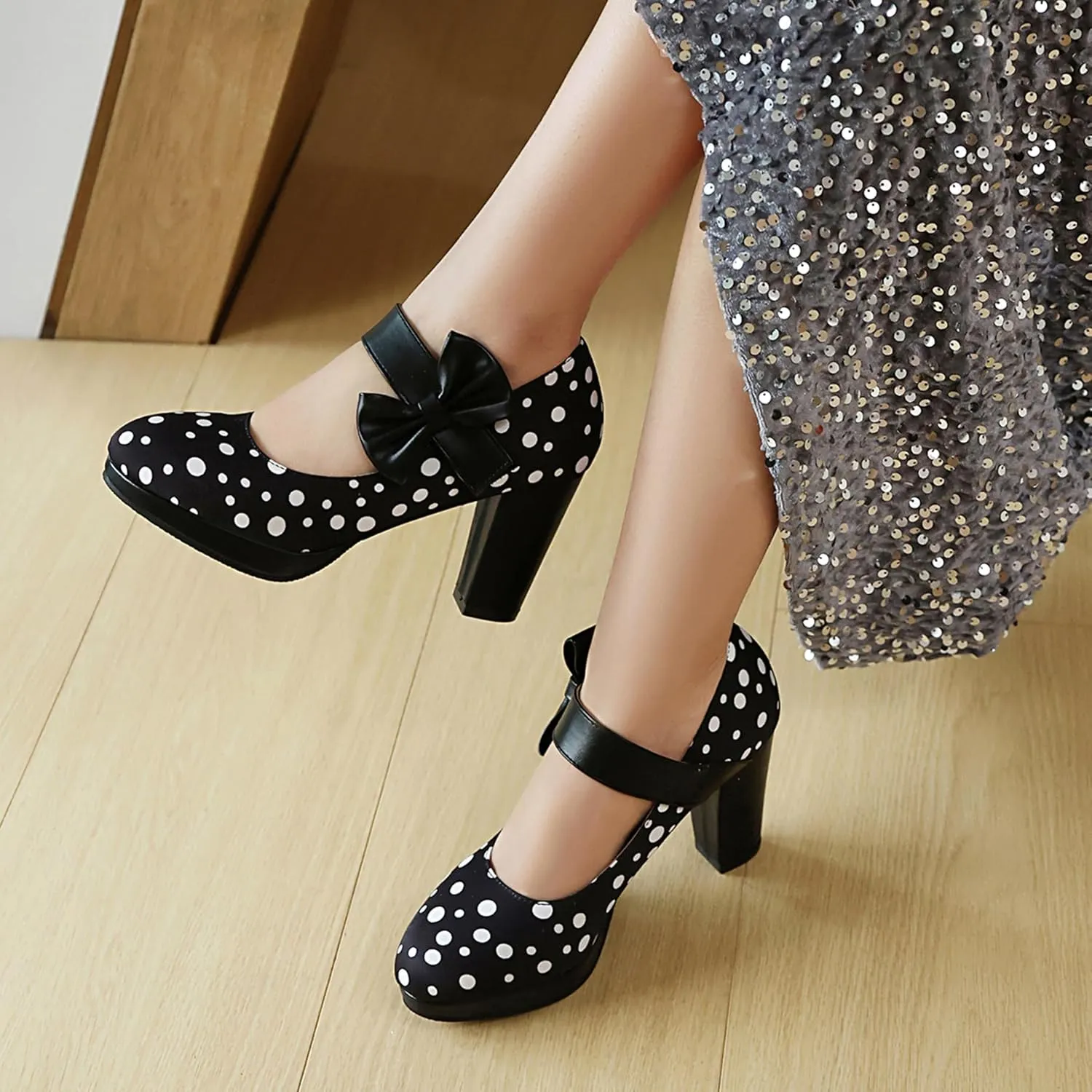 Ankle Strap Mary Jane Block Heel Round Toe Women Shoes