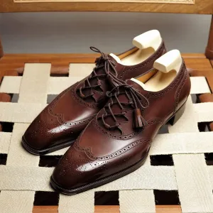 Brown Leather Ismene Wingtip Brogue Oxfords - Formal Shoes
