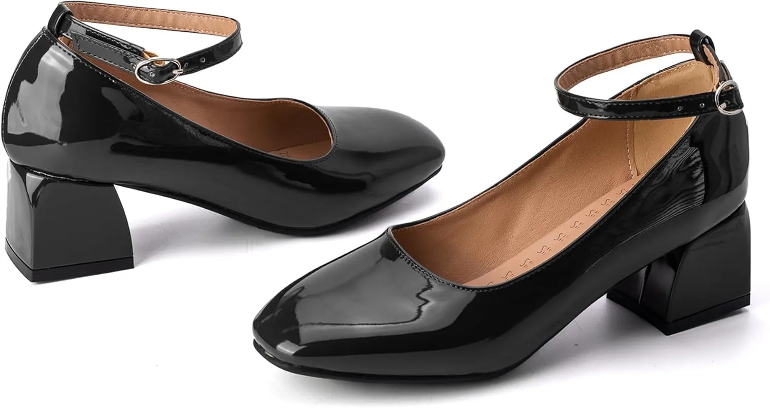 Concise Square Toe Mary Jane Block Heel Women Shoes