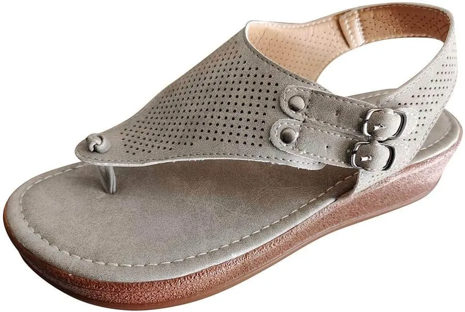 Eduavar Sandals for Women Dressy, Orthopedic Sandals for Women Comfy Soft Flip Flops Flat Sandals with Ankle Strap