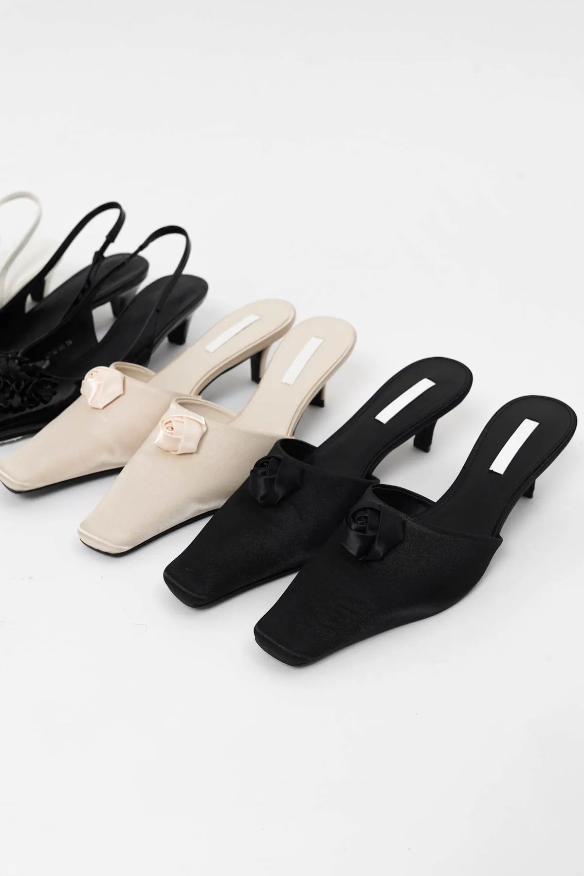 Euclia Rosè Satin Mules In Black