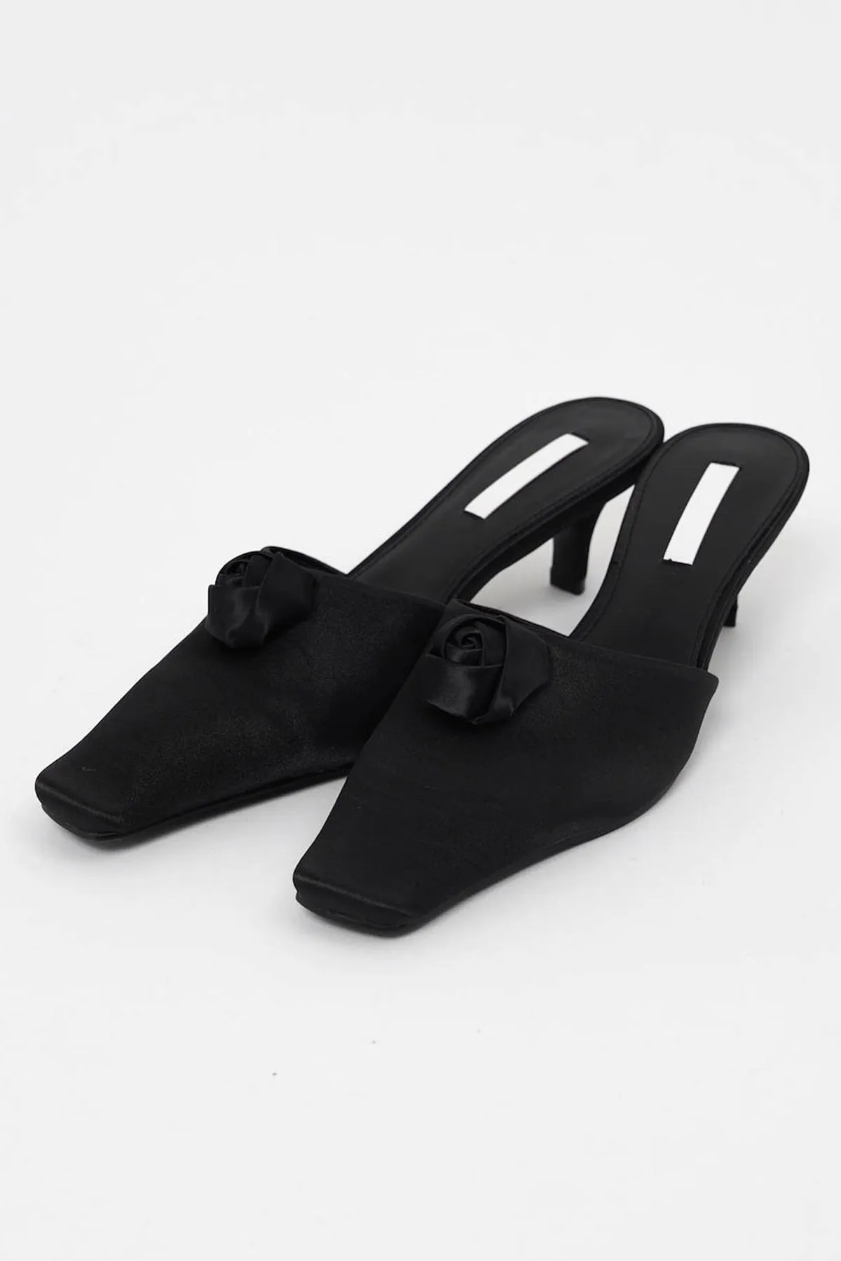 Euclia Rosè Satin Mules In Black