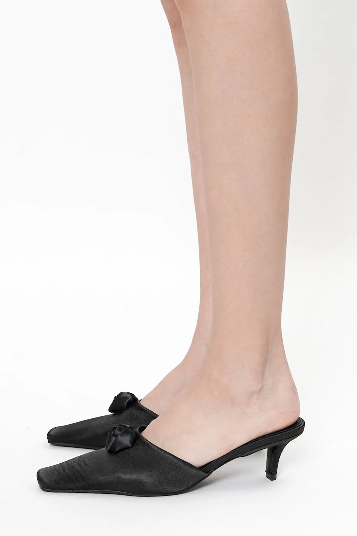 Euclia Rosè Satin Mules In Black