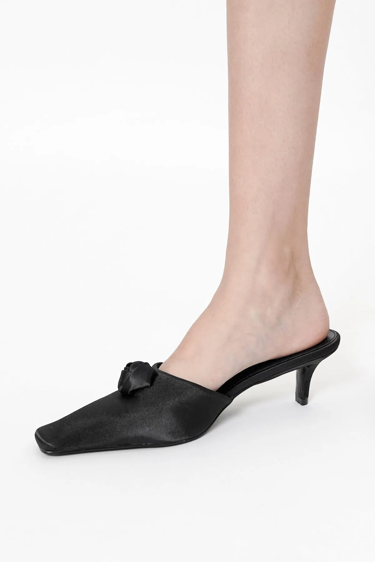 Euclia Rosè Satin Mules In Black
