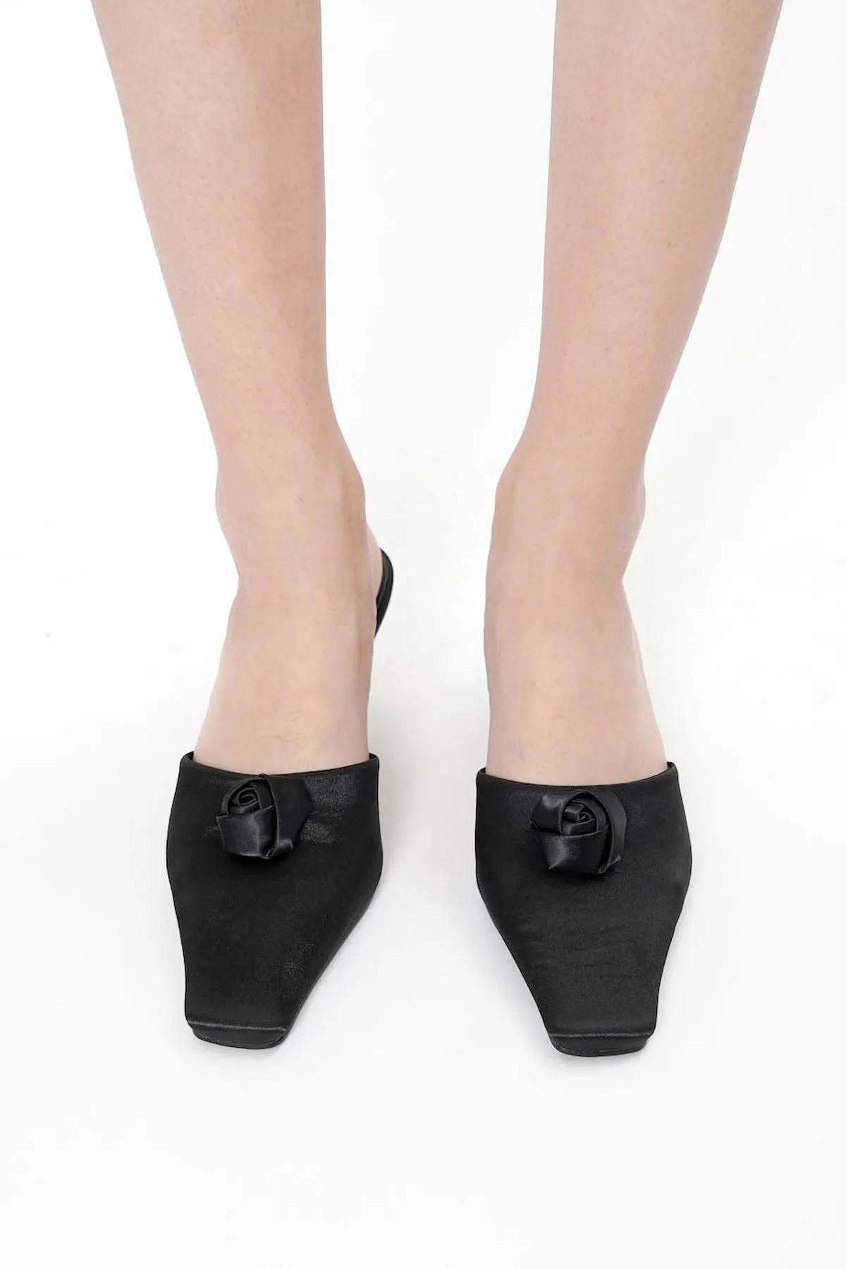 Euclia Rosè Satin Mules In Black