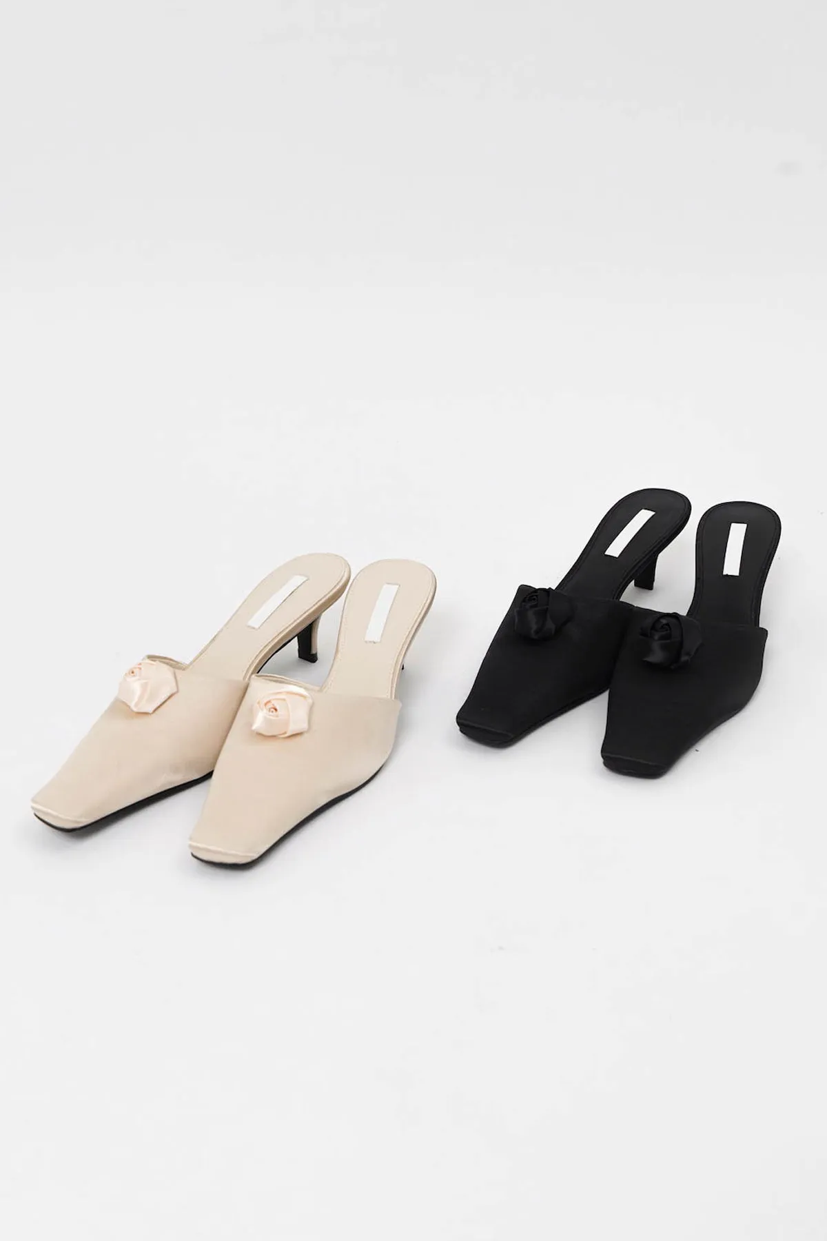 Euclia Rosè Satin Mules In Black