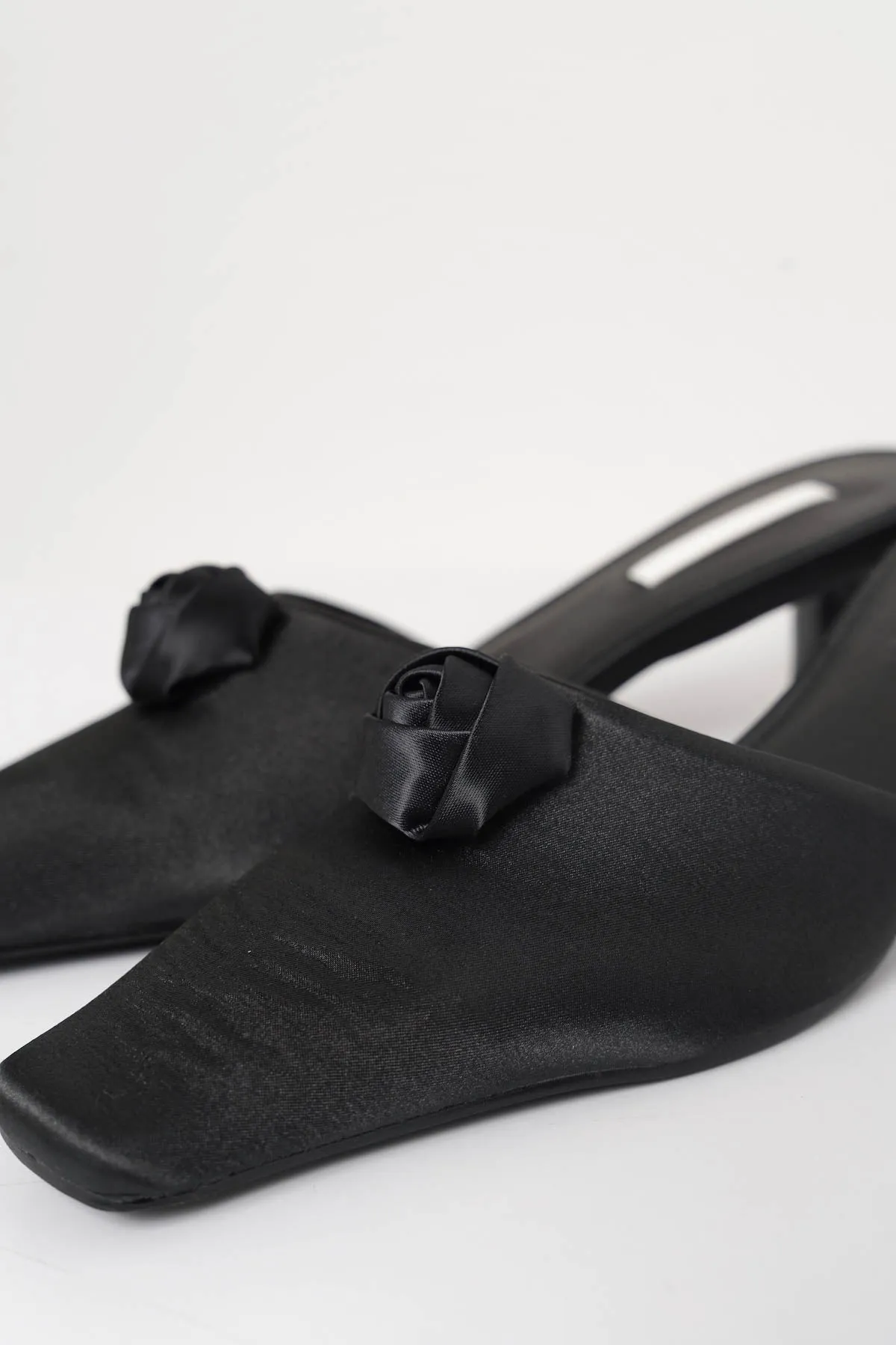 Euclia Rosè Satin Mules In Black