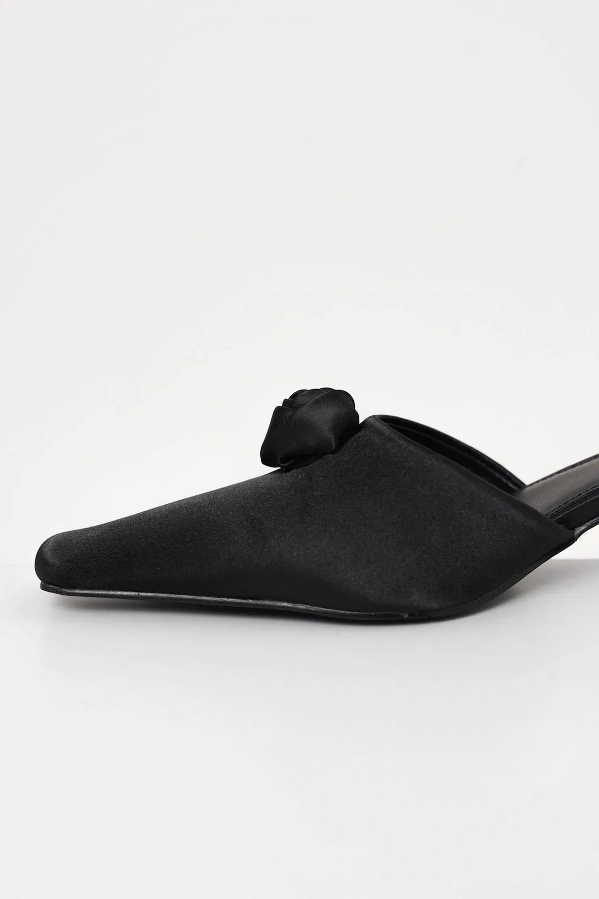 Euclia Rosè Satin Mules In Black