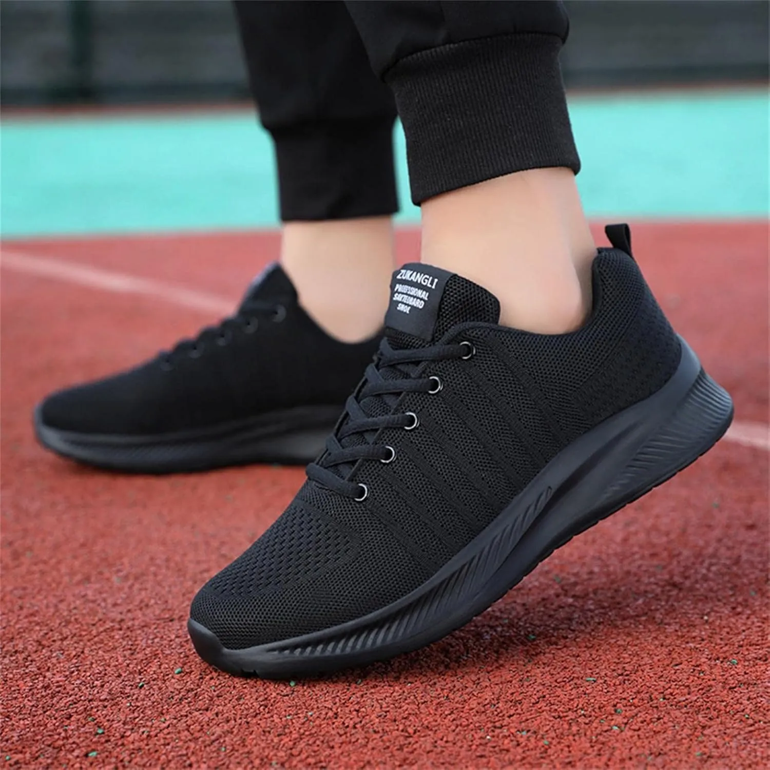 Hbeylia Women's Men's Lace Up Walking Running Shoes Fashion Breathable Mesh Stretch Sneakers Non Slip Athletic Hiking Tennis Trainer Sport Shoes For Driving Workout Fitness