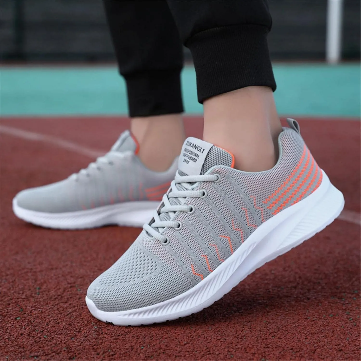 Hbeylia Women's Men's Lace Up Walking Running Shoes Fashion Breathable Mesh Stretch Sneakers Non Slip Athletic Hiking Tennis Trainer Sport Shoes For Driving Workout Fitness
