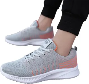 Hbeylia Women's Men's Lace Up Walking Running Shoes Fashion Breathable Mesh Stretch Sneakers Non Slip Athletic Hiking Tennis Trainer Sport Shoes For Driving Workout Fitness