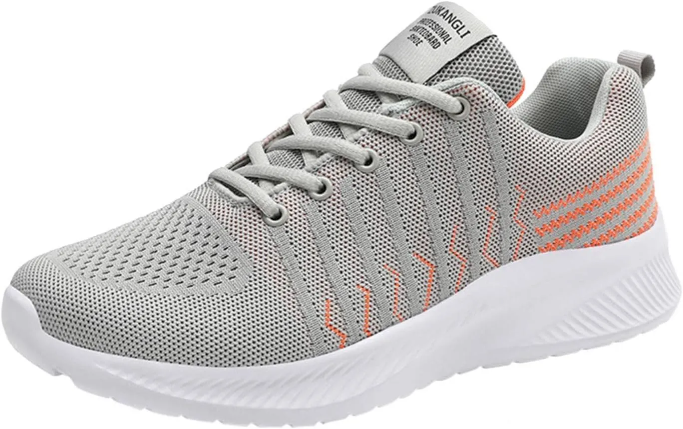Hbeylia Women's Men's Lace Up Walking Running Shoes Fashion Breathable Mesh Stretch Sneakers Non Slip Athletic Hiking Tennis Trainer Sport Shoes For Driving Workout Fitness