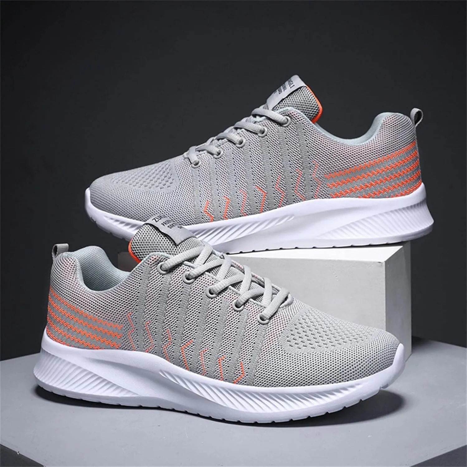 Hbeylia Women's Men's Lace Up Walking Running Shoes Fashion Breathable Mesh Stretch Sneakers Non Slip Athletic Hiking Tennis Trainer Sport Shoes For Driving Workout Fitness