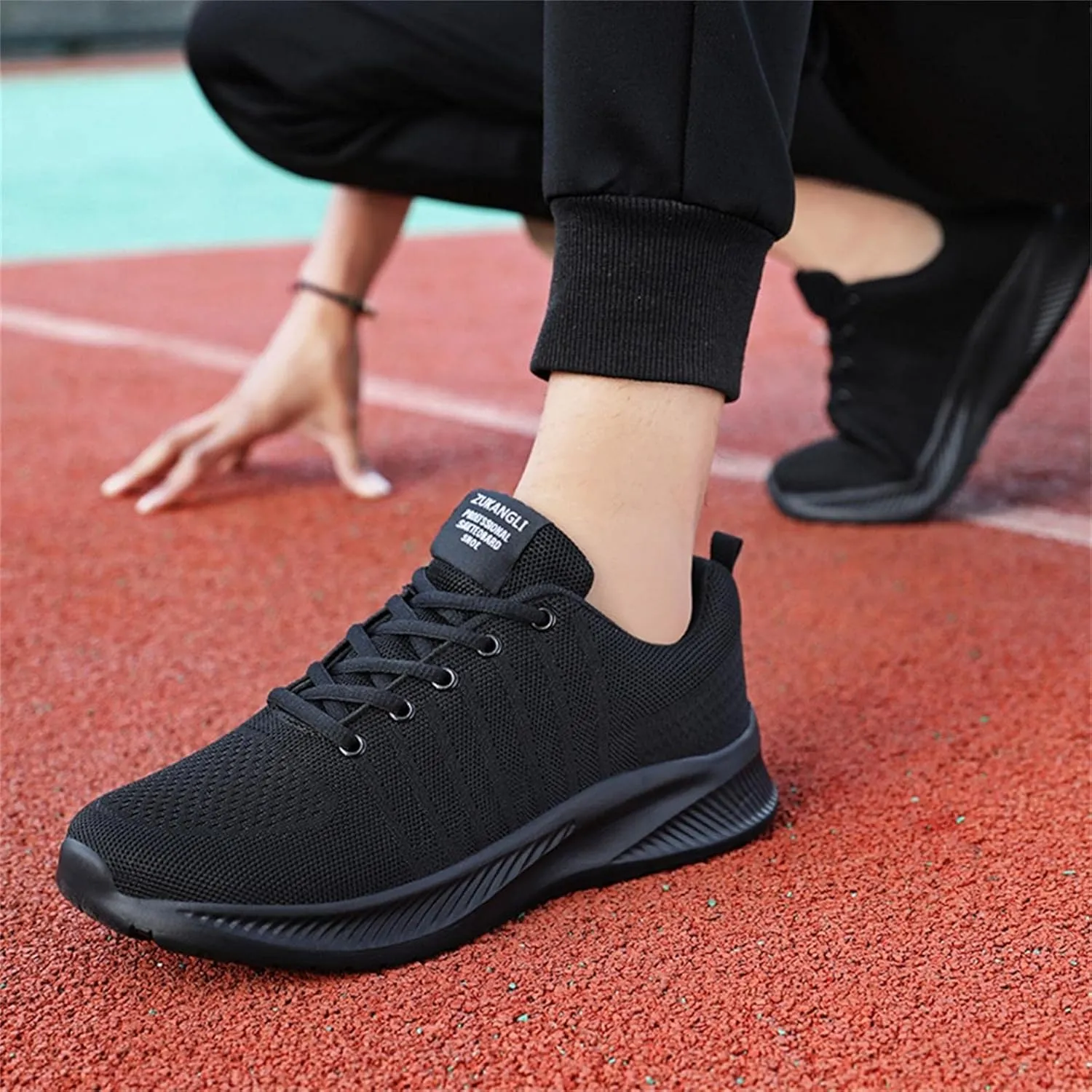 Hbeylia Women's Men's Lace Up Walking Running Shoes Fashion Breathable Mesh Stretch Sneakers Non Slip Athletic Hiking Tennis Trainer Sport Shoes For Driving Workout Fitness