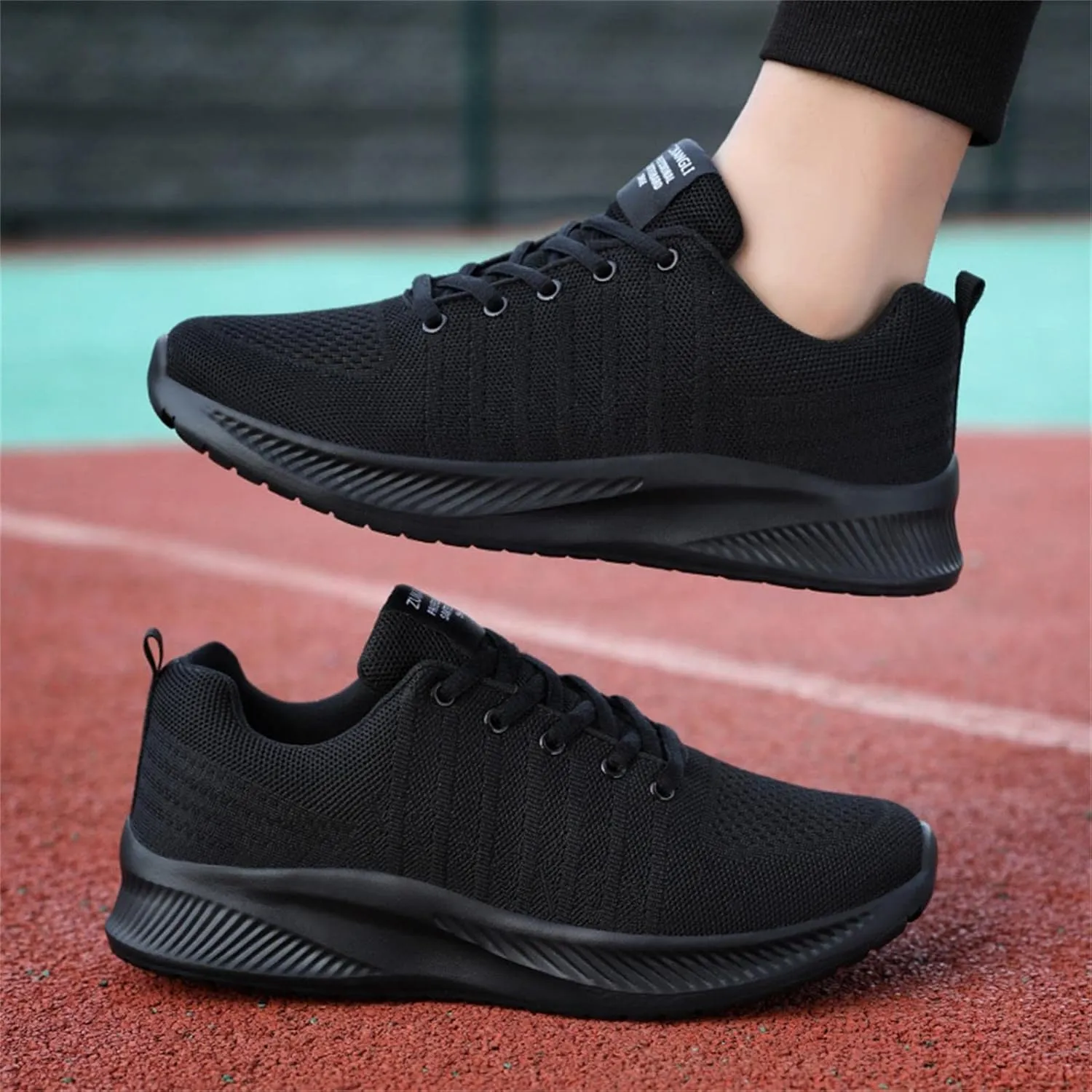 Hbeylia Women's Men's Lace Up Walking Running Shoes Fashion Breathable Mesh Stretch Sneakers Non Slip Athletic Hiking Tennis Trainer Sport Shoes For Driving Workout Fitness