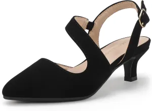 Hehainom Girls Sandals Low Heel Pointed Toe Wedding Party Dress Shoes