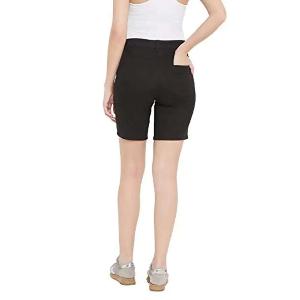 HYPERNATION Black Color Cotton Women's Shorts