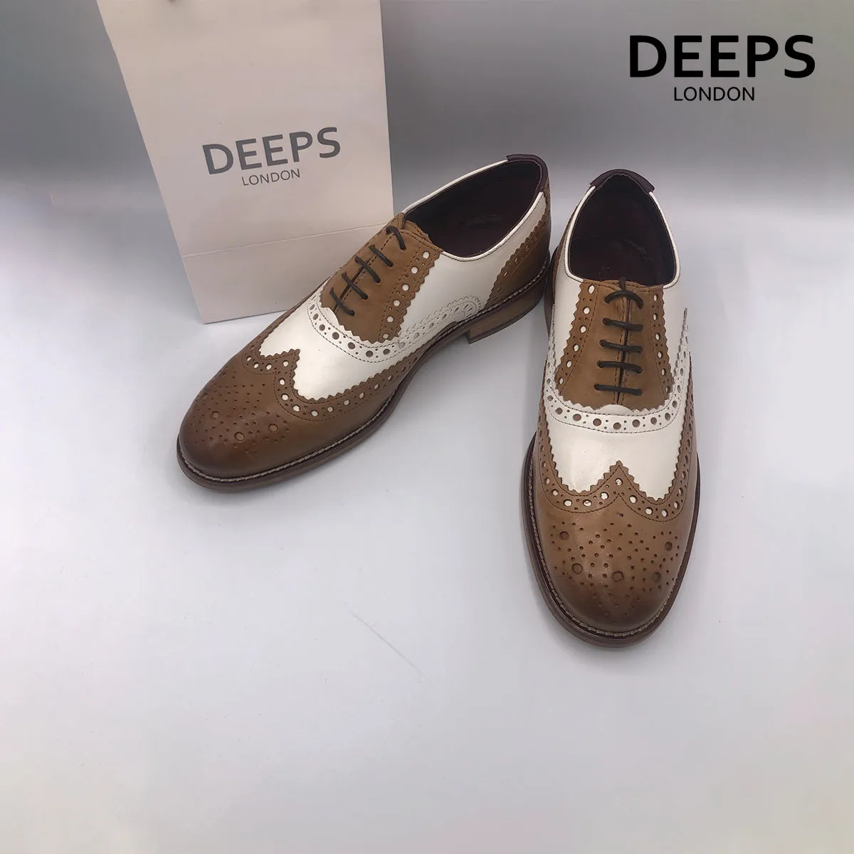 JIM LONDON BROGUES HANDCRAFTED GATSBY MEN'S SHOES NAVYWHITE