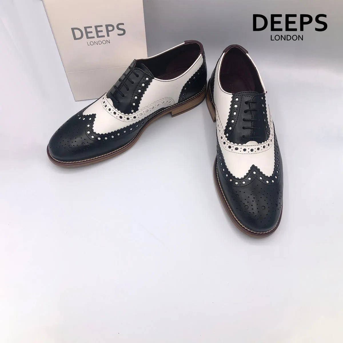 JIM LONDON BROGUES HANDCRAFTED GATSBY MEN'S SHOES NAVYWHITE