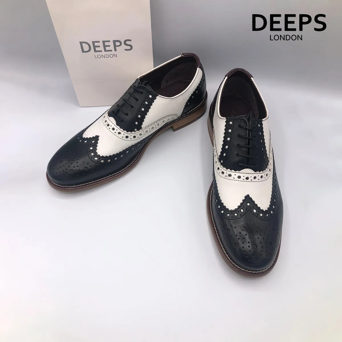 JIM LONDON BROGUES HANDCRAFTED GATSBY MEN'S SHOES NAVYWHITE