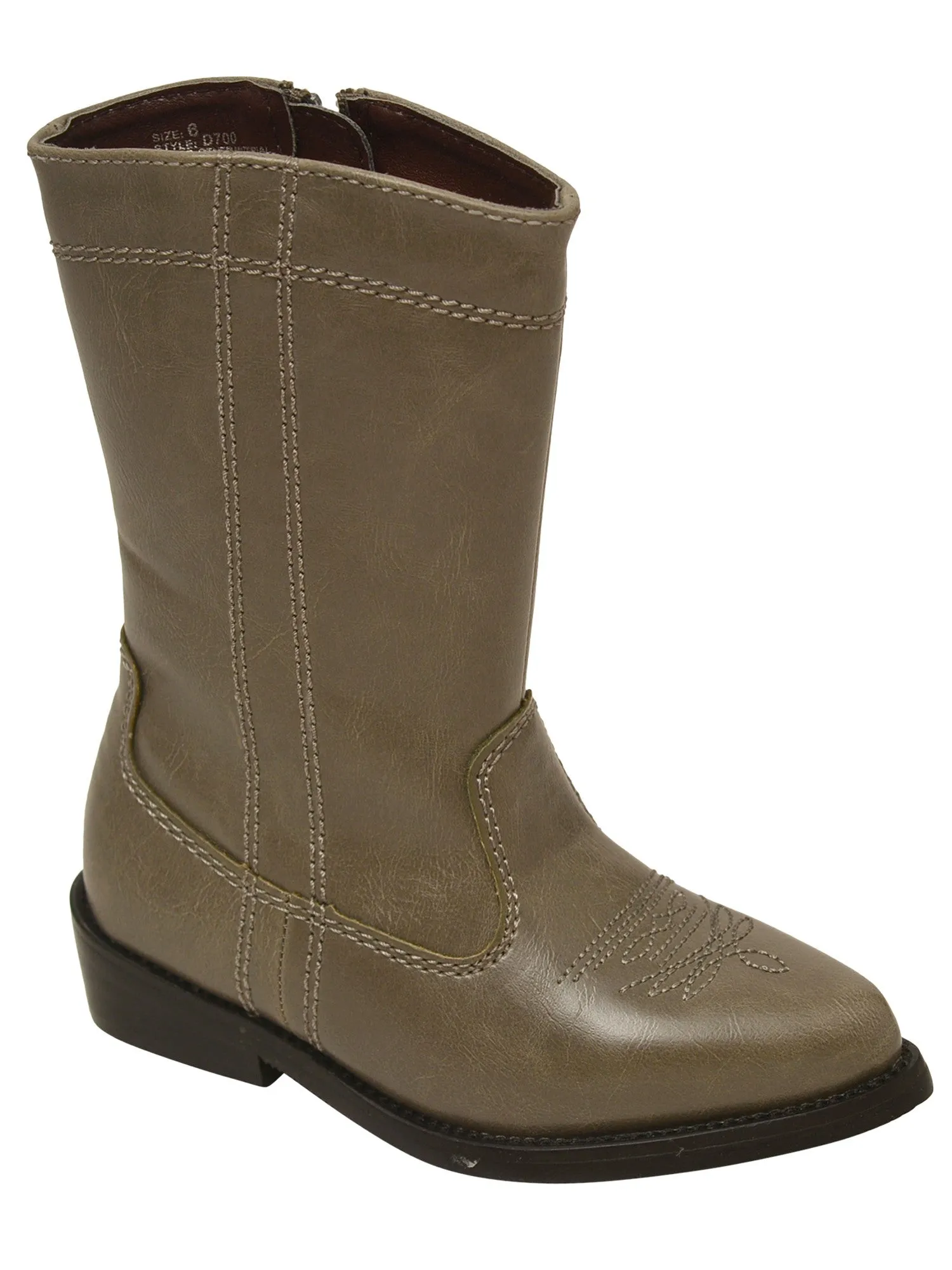 Little Girls Gray Embroidered Side Zipper Cowboy Boots 5-10 Toddler
