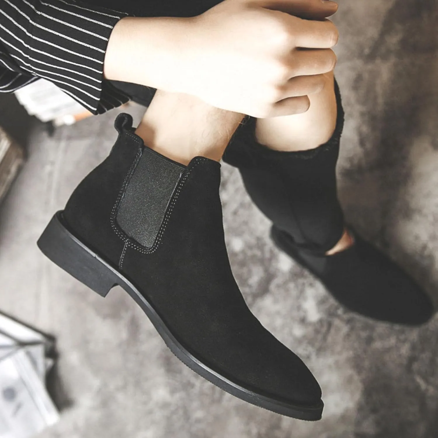 Men'S Chelsea Boots Casual Comfortable Slip-On Dress Men Ankle Fashion Boot Suede Boots for Men
