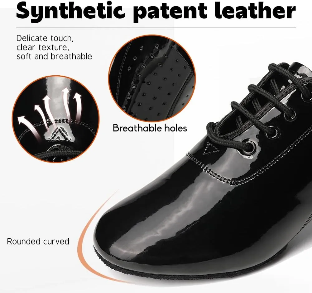 Men's Latin Dance Shoes Lace-up Boys Ballroom Shoes Tango Waltz Salsa Modern Dance Performance Professional Shoes