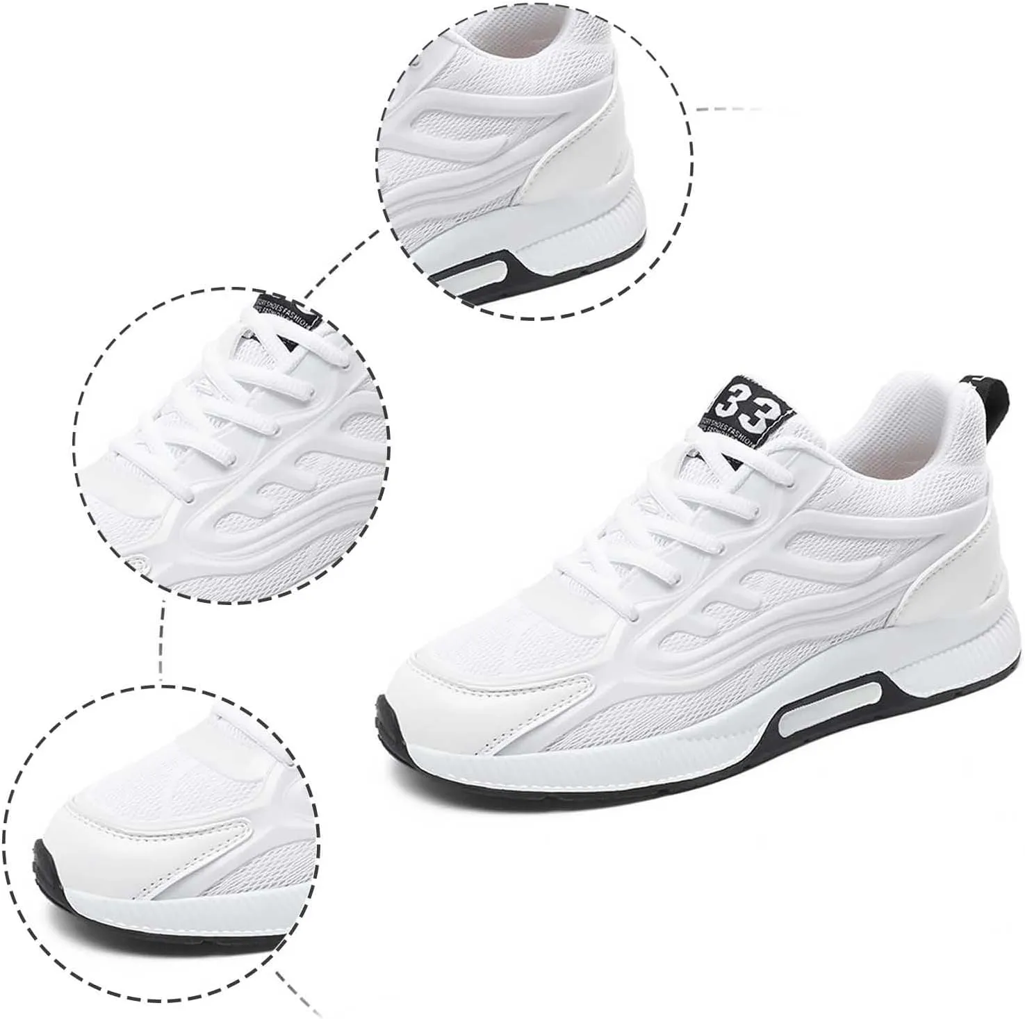 Mens Slip On Sneakers Non Slip Walking Shoes Lightweight Athletic Shoes Casual Running Shoe Increase Height 6/8/10CM
