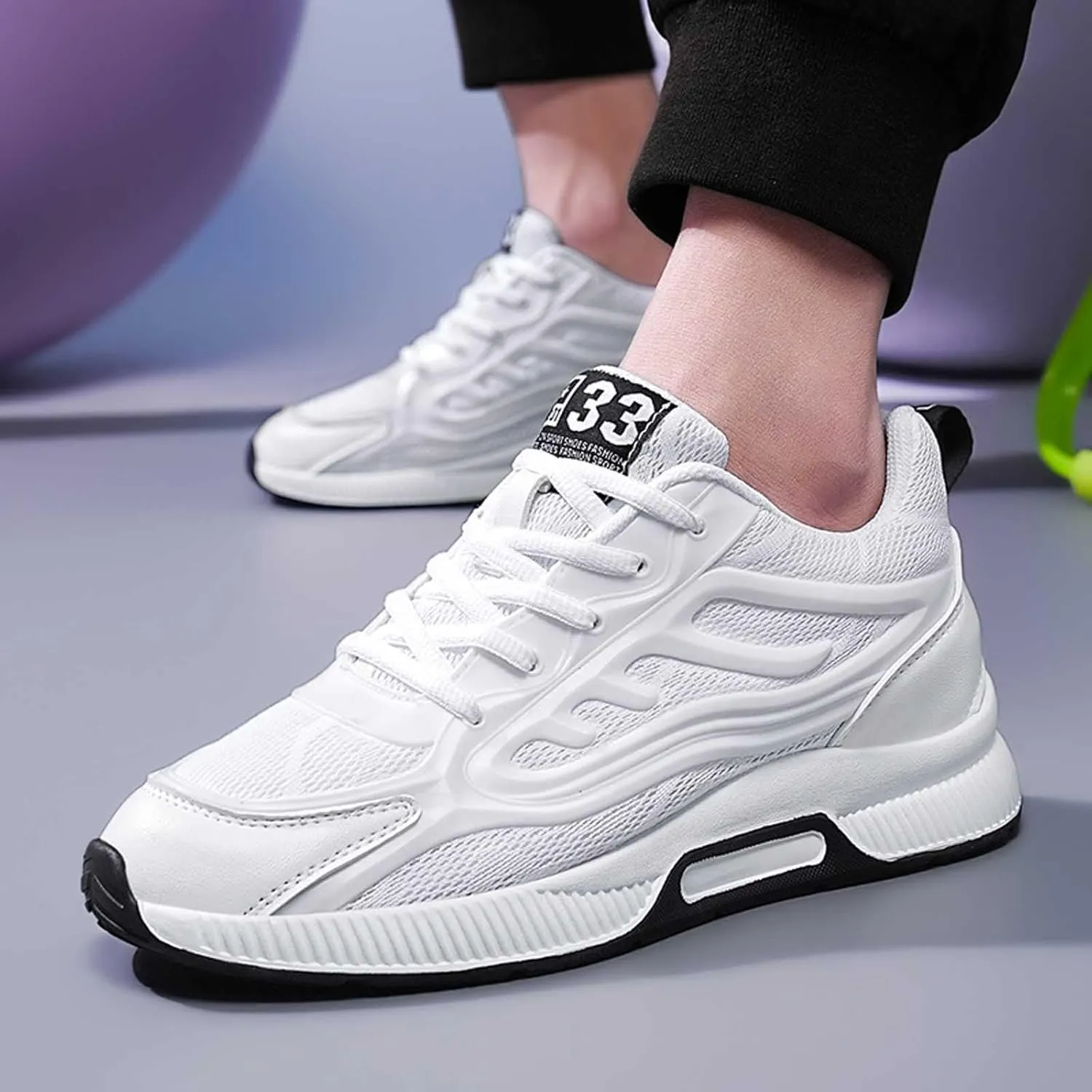 Mens Slip On Sneakers Non Slip Walking Shoes Lightweight Athletic Shoes Casual Running Shoe Increase Height 6/8/10CM