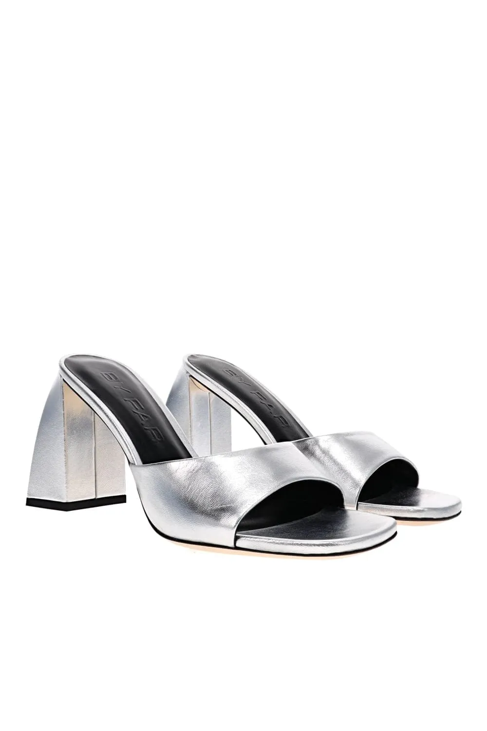 Michele Silver Metallic Leather Mules
