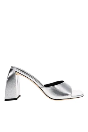 Michele Silver Metallic Leather Mules