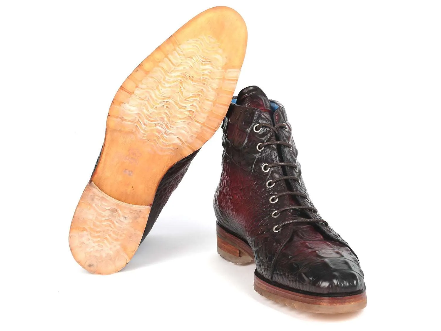 Paul Parkman Bordeaux Croco Leather Boots