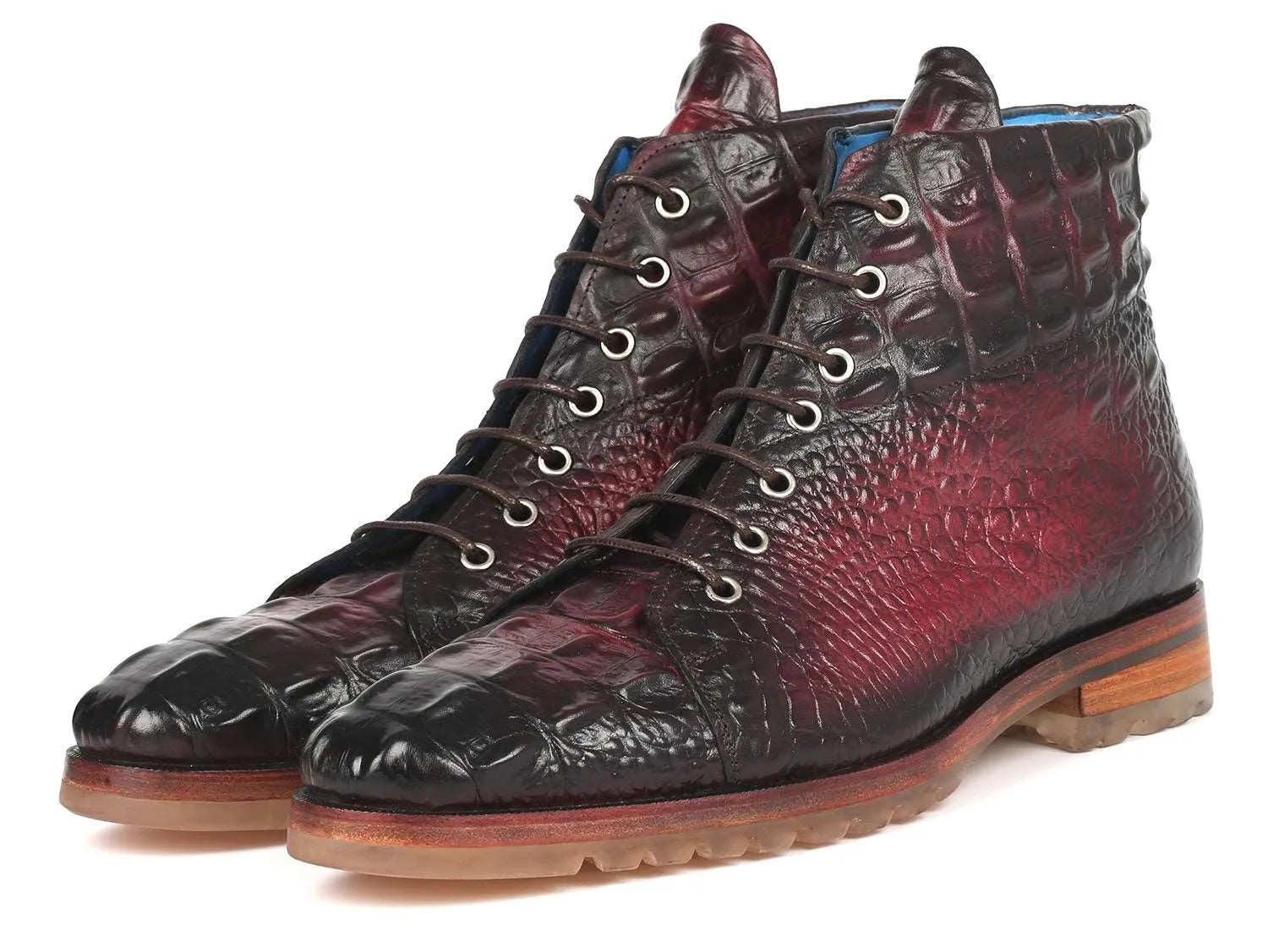 Paul Parkman Bordeaux Croco Leather Boots