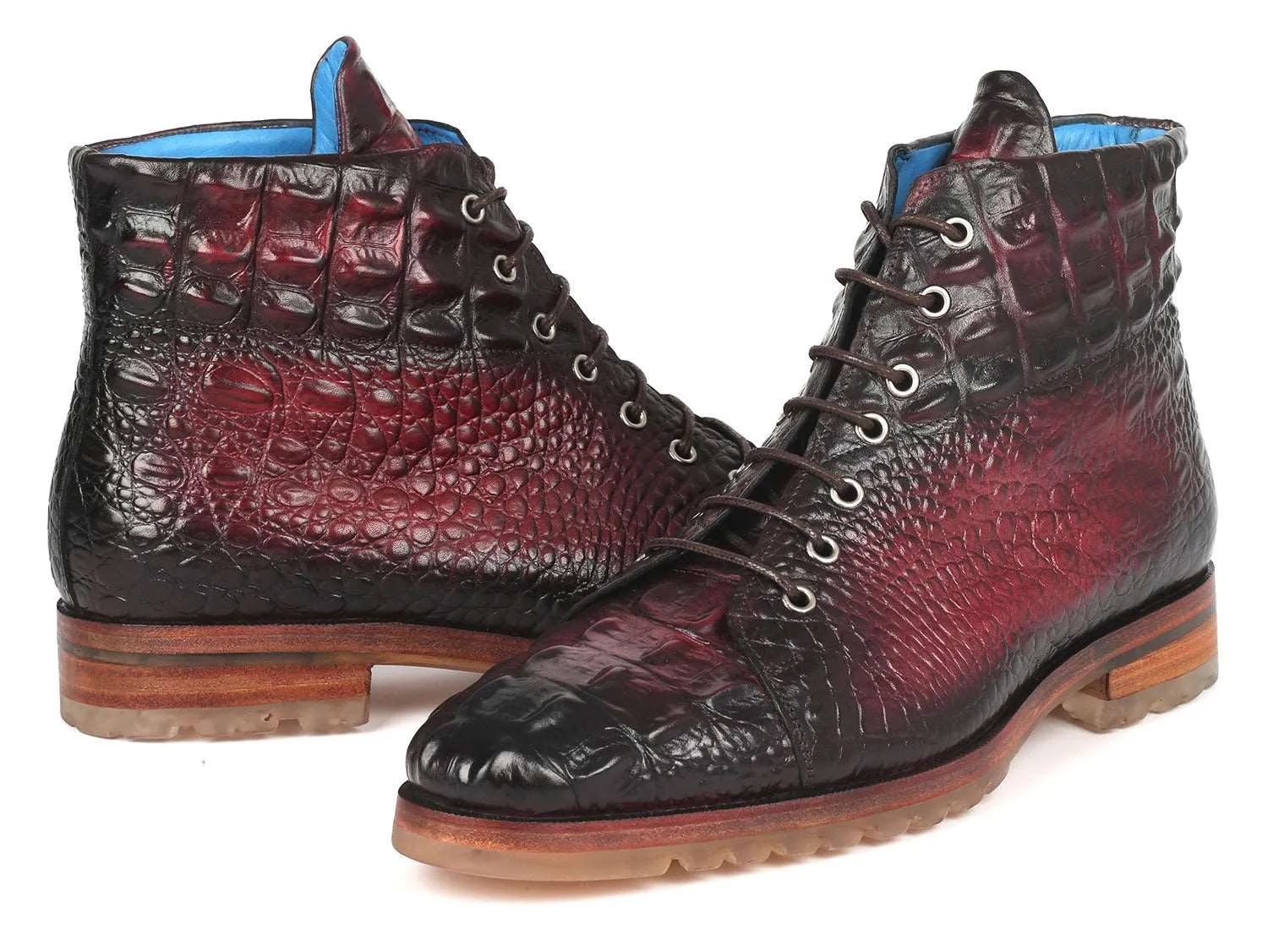 Paul Parkman Bordeaux Croco Leather Boots