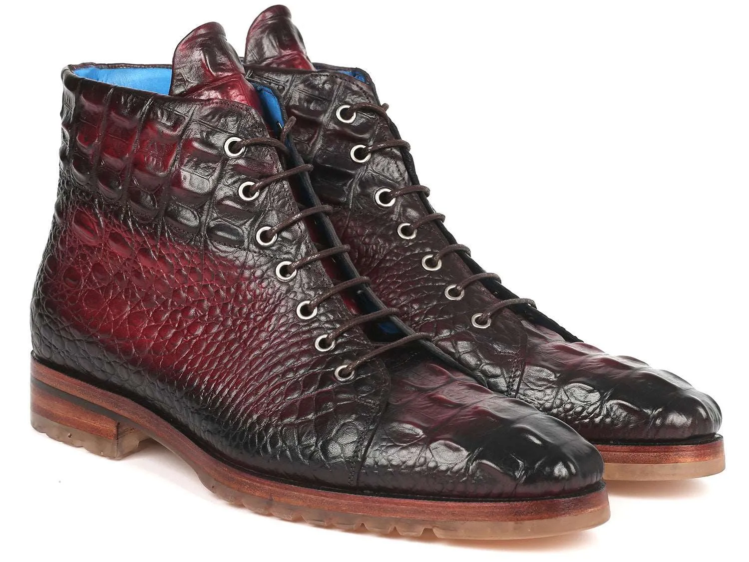 Paul Parkman Bordeaux Croco Leather Boots