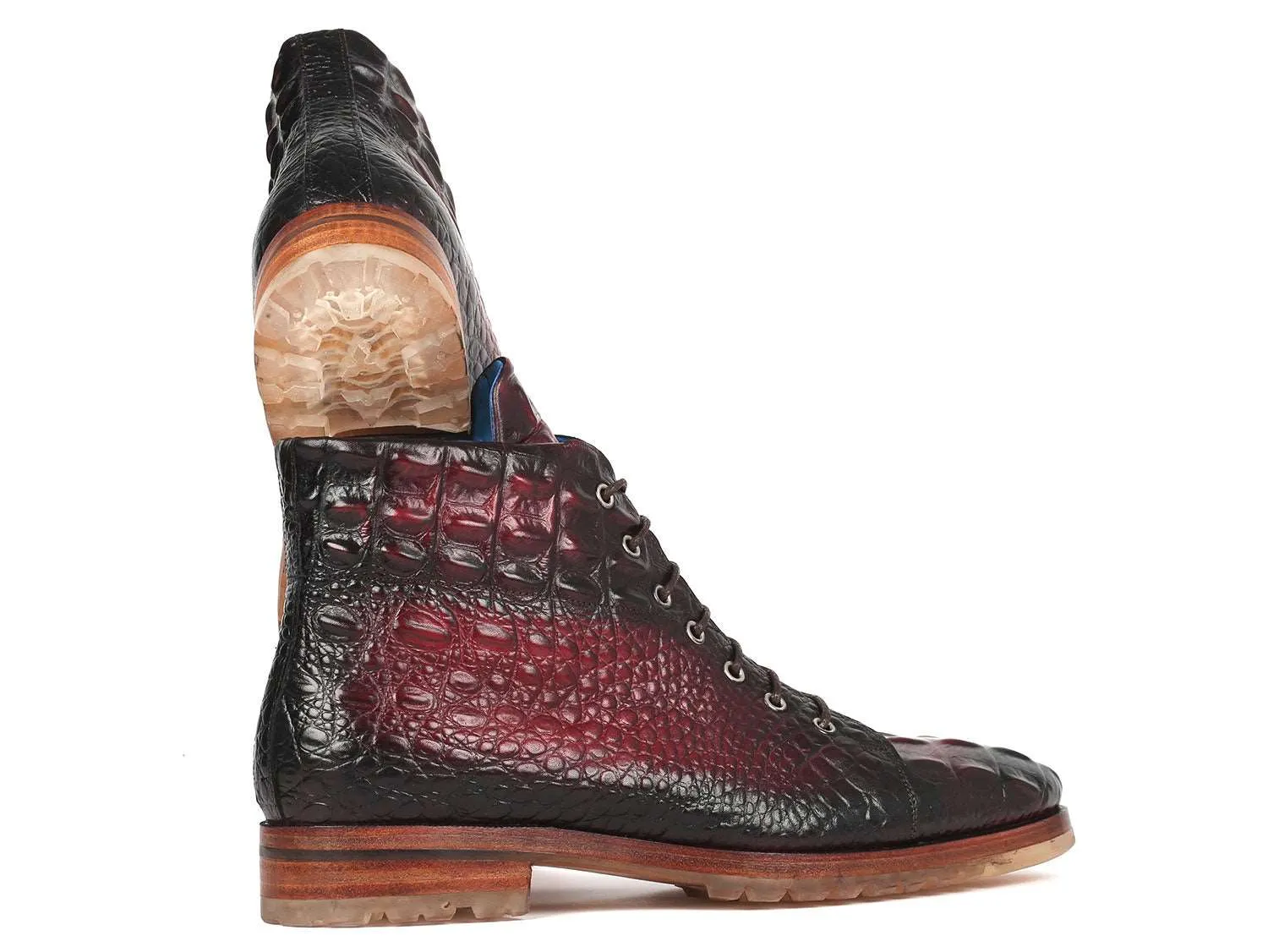 Paul Parkman Bordeaux Croco Leather Boots