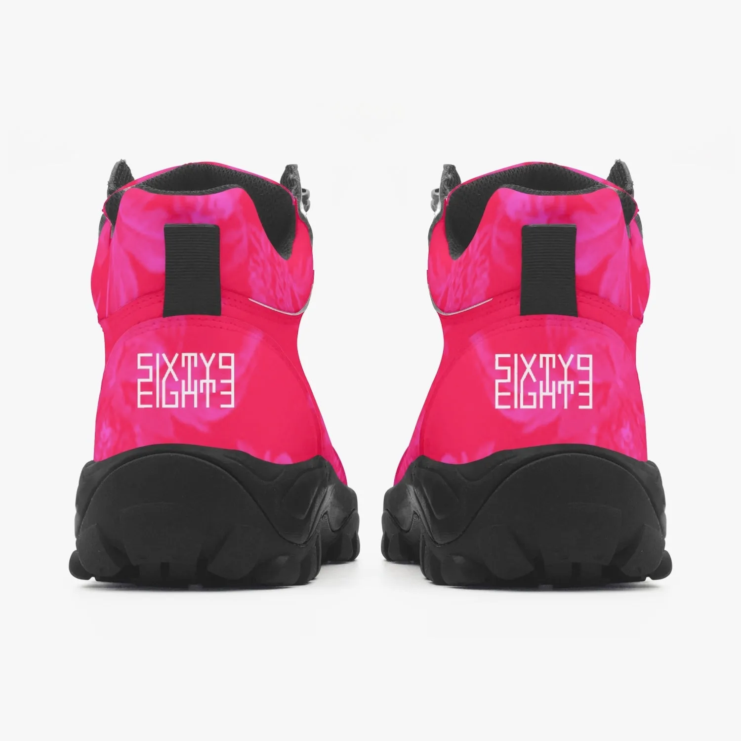 Sixty Eight 93 Logo White Floral Red & Pink High Top Boots