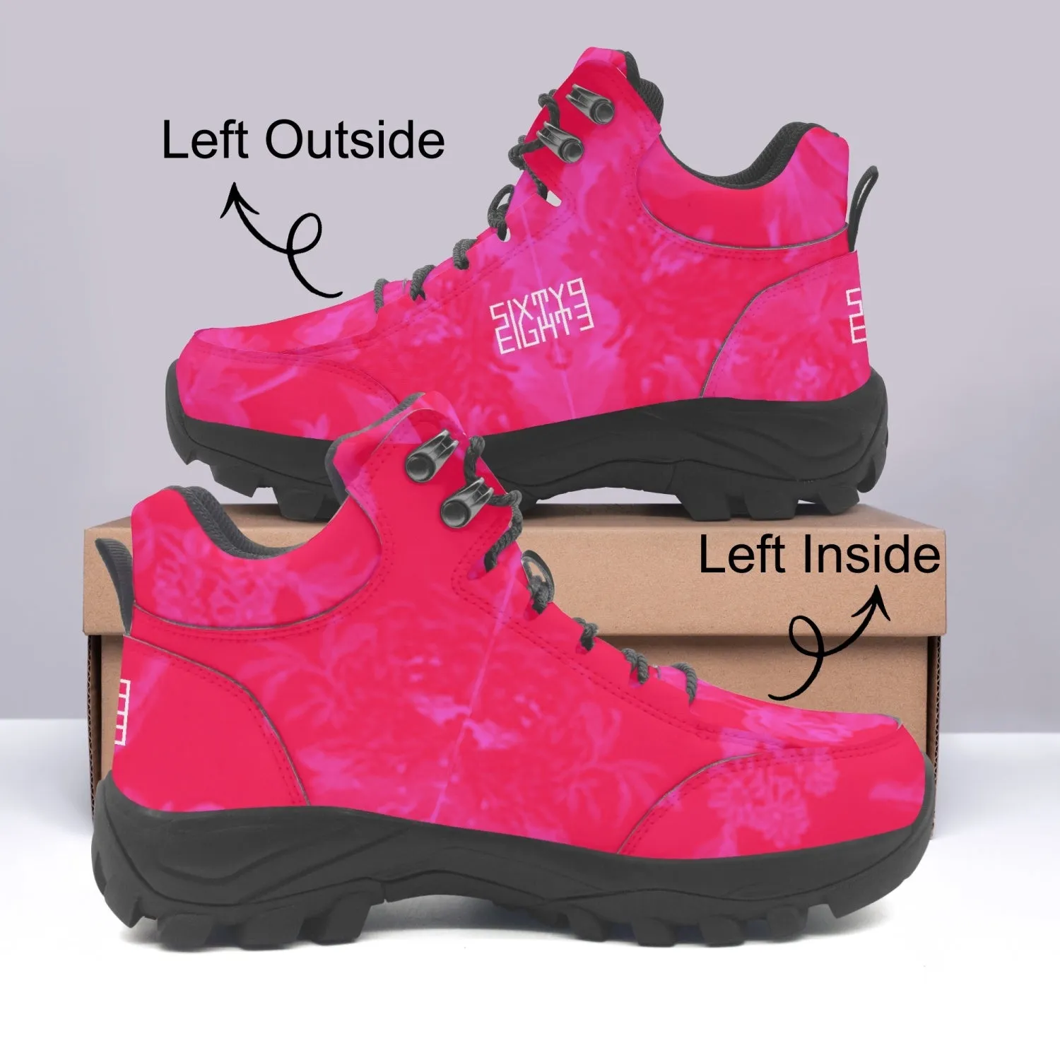 Sixty Eight 93 Logo White Floral Red & Pink High Top Boots