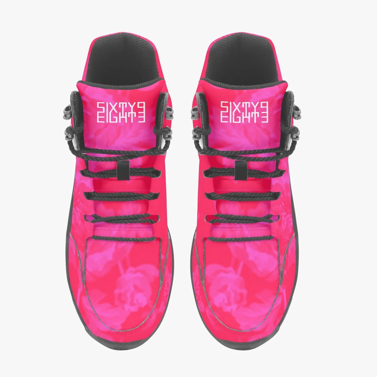 Sixty Eight 93 Logo White Floral Red & Pink High Top Boots