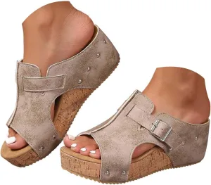Wedge Sandals For Women Platform 2025 Open Toe Orthopedic Sandal Casual Dressy Brown Summer Peach Chunky High Heel Lightweight Casual Dress Retro Black Comfort Shoes