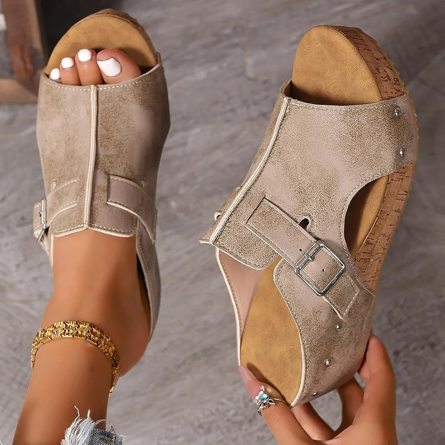Wedge Sandals For Women Platform 2025 Open Toe Orthopedic Sandal Casual Dressy Brown Summer Peach Chunky High Heel Lightweight Casual Dress Retro Black Comfort Shoes