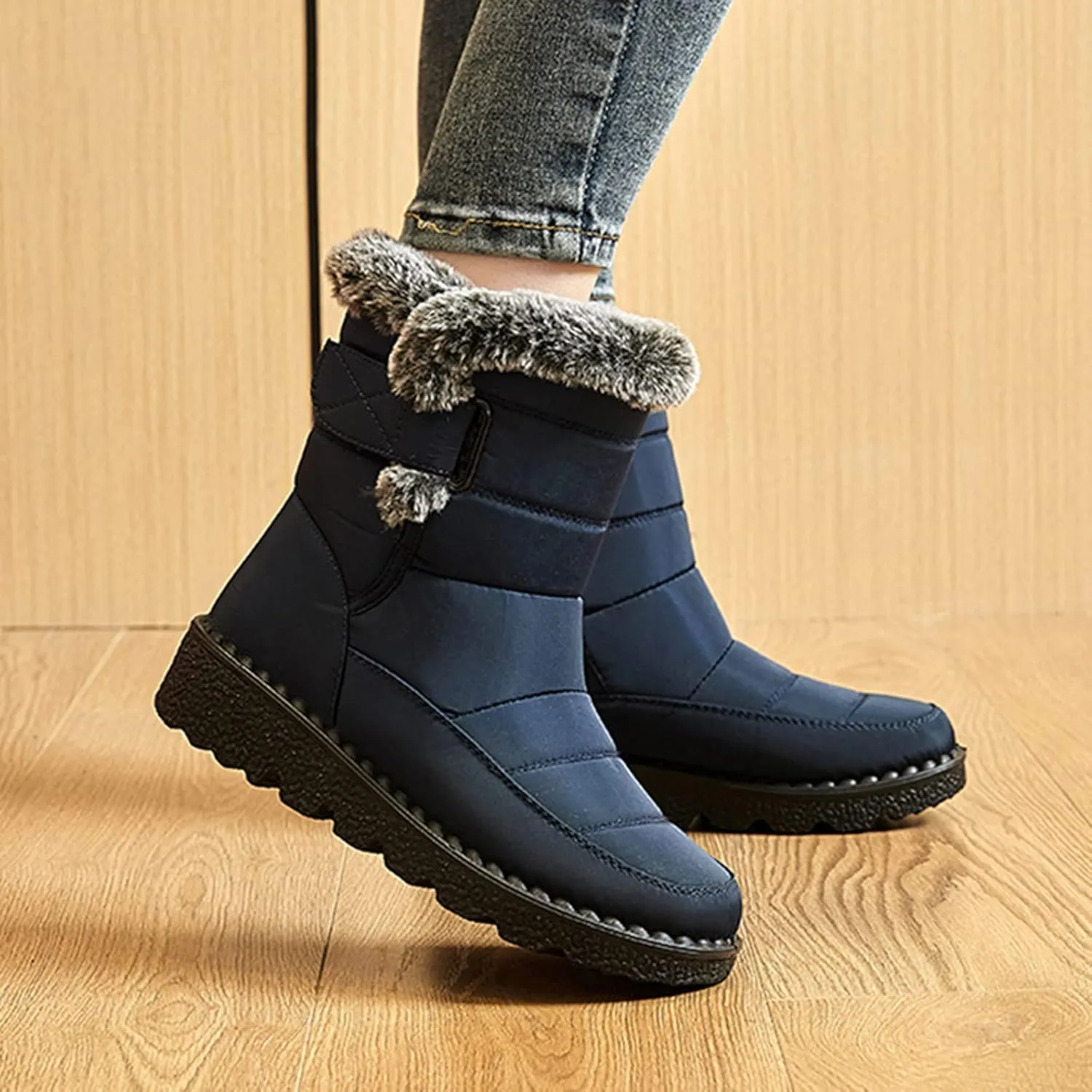 Winter Boots for Women Fashion Casual Womens Size 8.5 Snow Boot Womens Extra Wide Snow Boots Winter Dress Knee Boots for Women Leather Low Heel Insulated Womens Winter Hiking Boots Wide Width