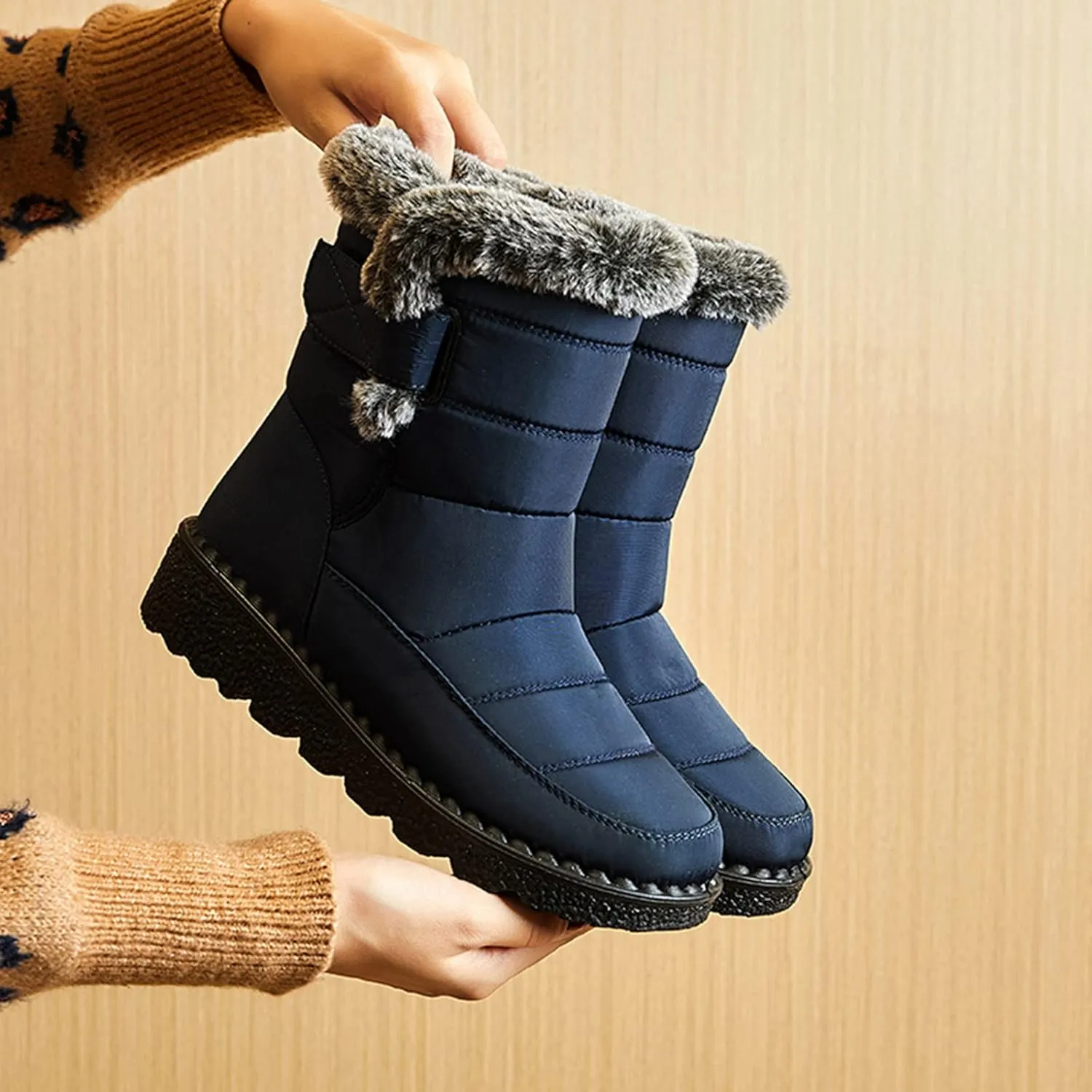 Winter Boots for Women Fashion Casual Womens Size 8.5 Snow Boot Womens Extra Wide Snow Boots Winter Dress Knee Boots for Women Leather Low Heel Insulated Womens Winter Hiking Boots Wide Width