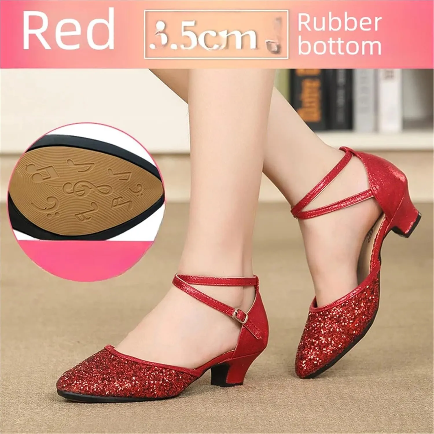 Women Dance Shoes Square Latin Mid-high Heels Social Soft Sole Modern Dance Shoes For Dance Performance