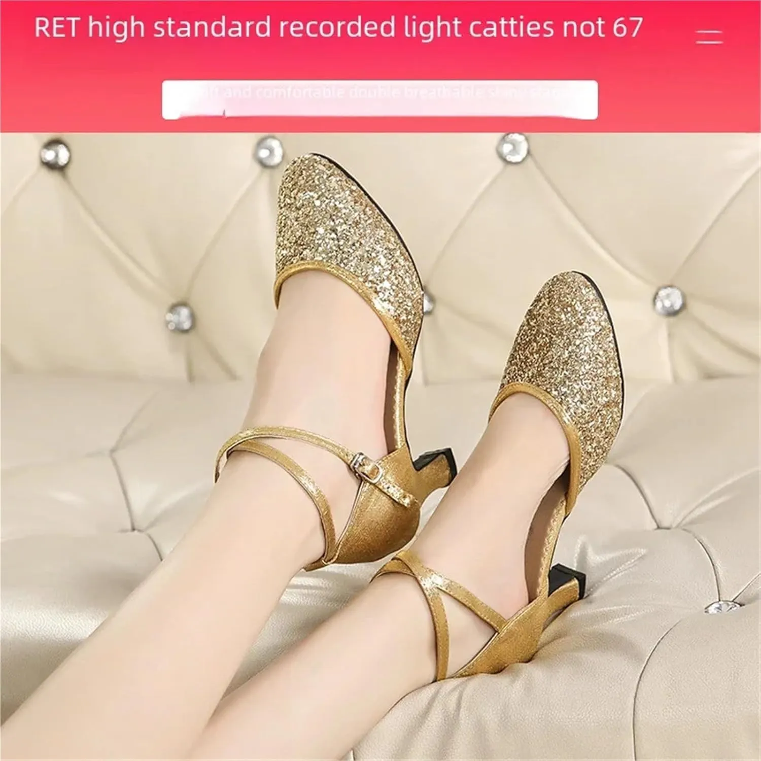 Women Dance Shoes Square Latin Mid-high Heels Social Soft Sole Modern Dance Shoes For Dance Performance