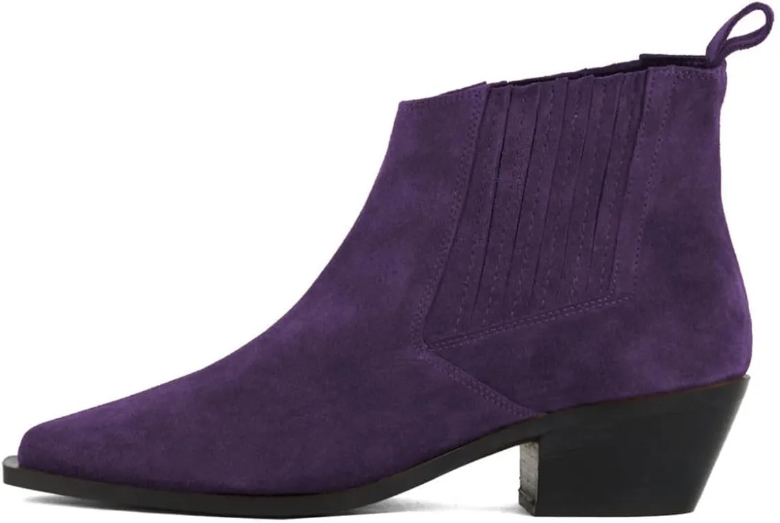 Women Fashion Closed Pointed Toe Ankle Boots Block Low Heel Elastic Pull on Chelsea Boots Casual Daily Wear Comfortable Booties Size 4-16 US