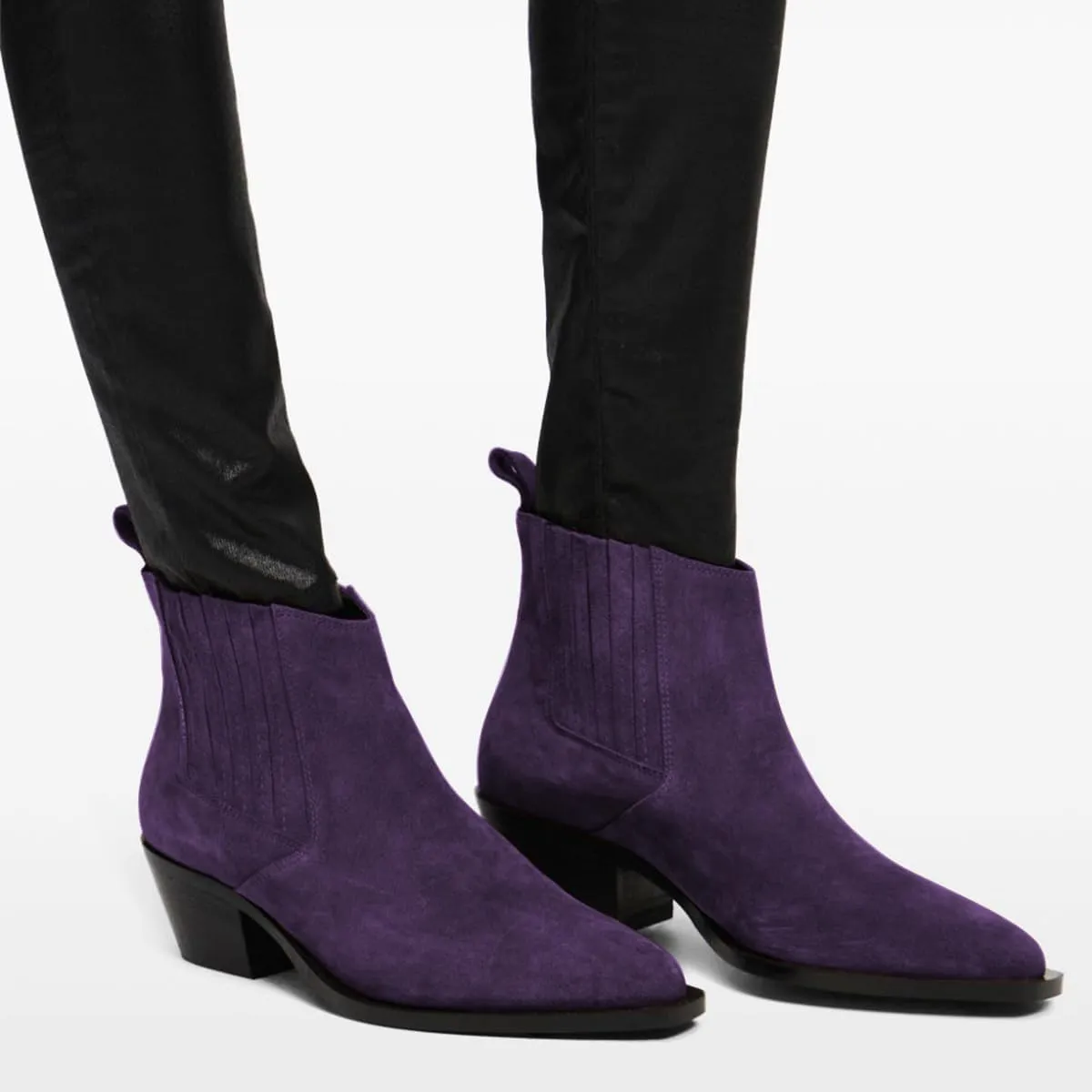 Women Fashion Closed Pointed Toe Ankle Boots Block Low Heel Elastic Pull on Chelsea Boots Casual Daily Wear Comfortable Booties Size 4-16 US