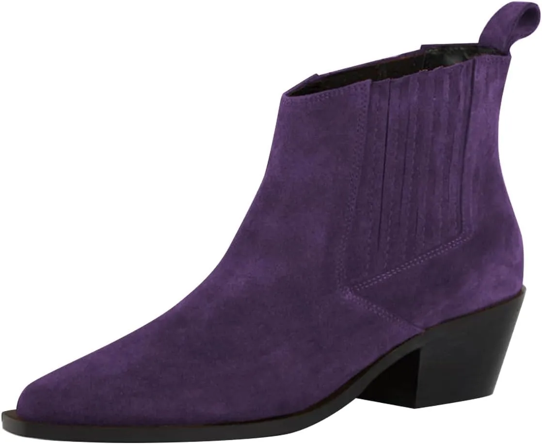 Women Fashion Closed Pointed Toe Ankle Boots Block Low Heel Elastic Pull on Chelsea Boots Casual Daily Wear Comfortable Booties Size 4-16 US
