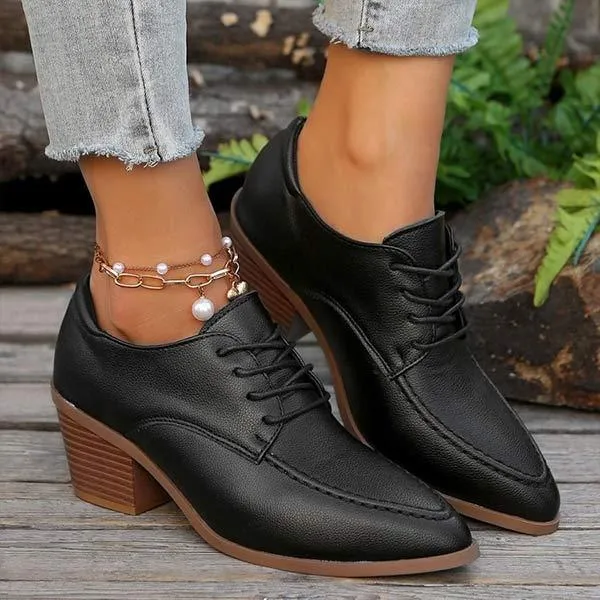 Women's Lace-Up Chunky Heel Brogue Shoes 72125179C